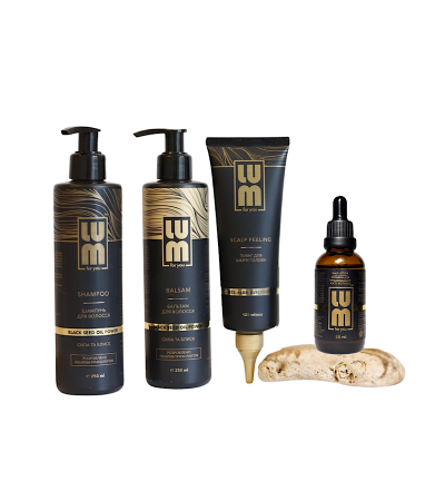 Set LUM " 72 HOURS PF FRESHNESS. UP TO 10 CM IN 3 MONTHS" (Hair growth lotion, shampoo, Balm, scalp peeling)