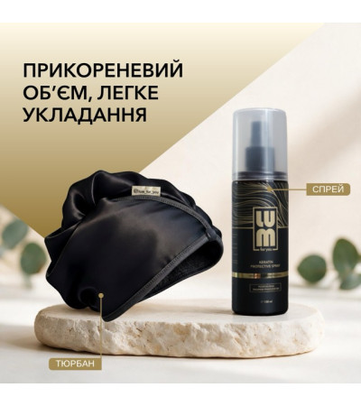 LUM set "For radiant, voluminous styling" (Double-sided turban + Thermal Protection Spray)