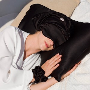 Наволочка на подушку из 100% шелка, черная  LUM Pillowcase