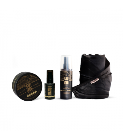 LUM set "Reconstruction and restoration of the hair web" (fluid + Thermal Protection Spray + Hair Mask + turban)