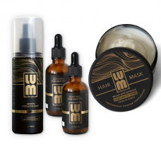 LUM set "Hair restoration and nutrition " (Cocktail for hair growth 2 PCs + Hair Mask + Thermal Protection Spray)