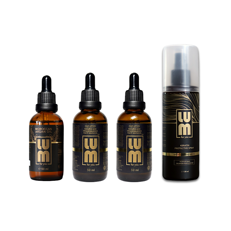 LUM set "Pro +10 cm in 3 months" (2 PCs hair growth lotions, Argan Oil, Thermal Protection Spray)