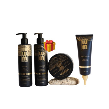 LUM set "FRESHNESS, GENTLE CLEANSING AND NUTRITION OF HAIR" Shampoo + Balm + mask + peeling for the scalp