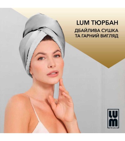 Reversible Turban Towel by LUM, silver