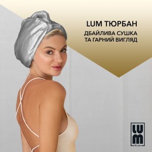 Double-sided turban towel, silver LUM Turban